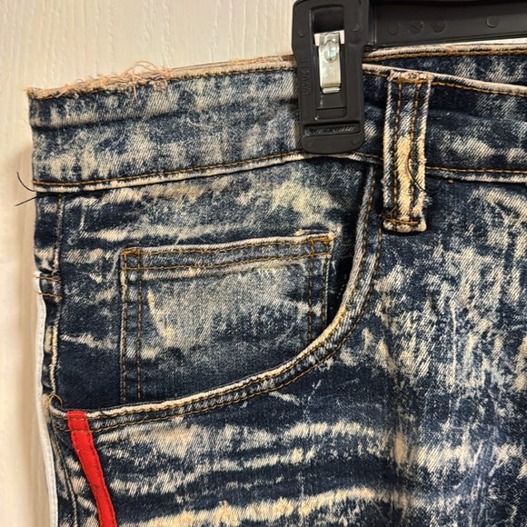 Dash Denim Men’s Paint Splashed Distressed Jean Shorts Size 40 Stripe Summer Fun - Picture 11 of 12